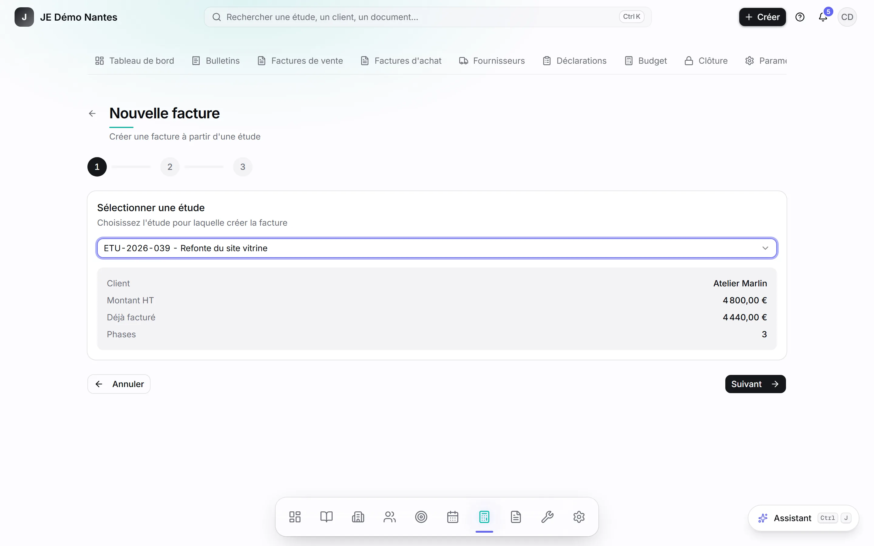Étape 1 : « Refonte du site vitrine » pour Atelier Marlin.