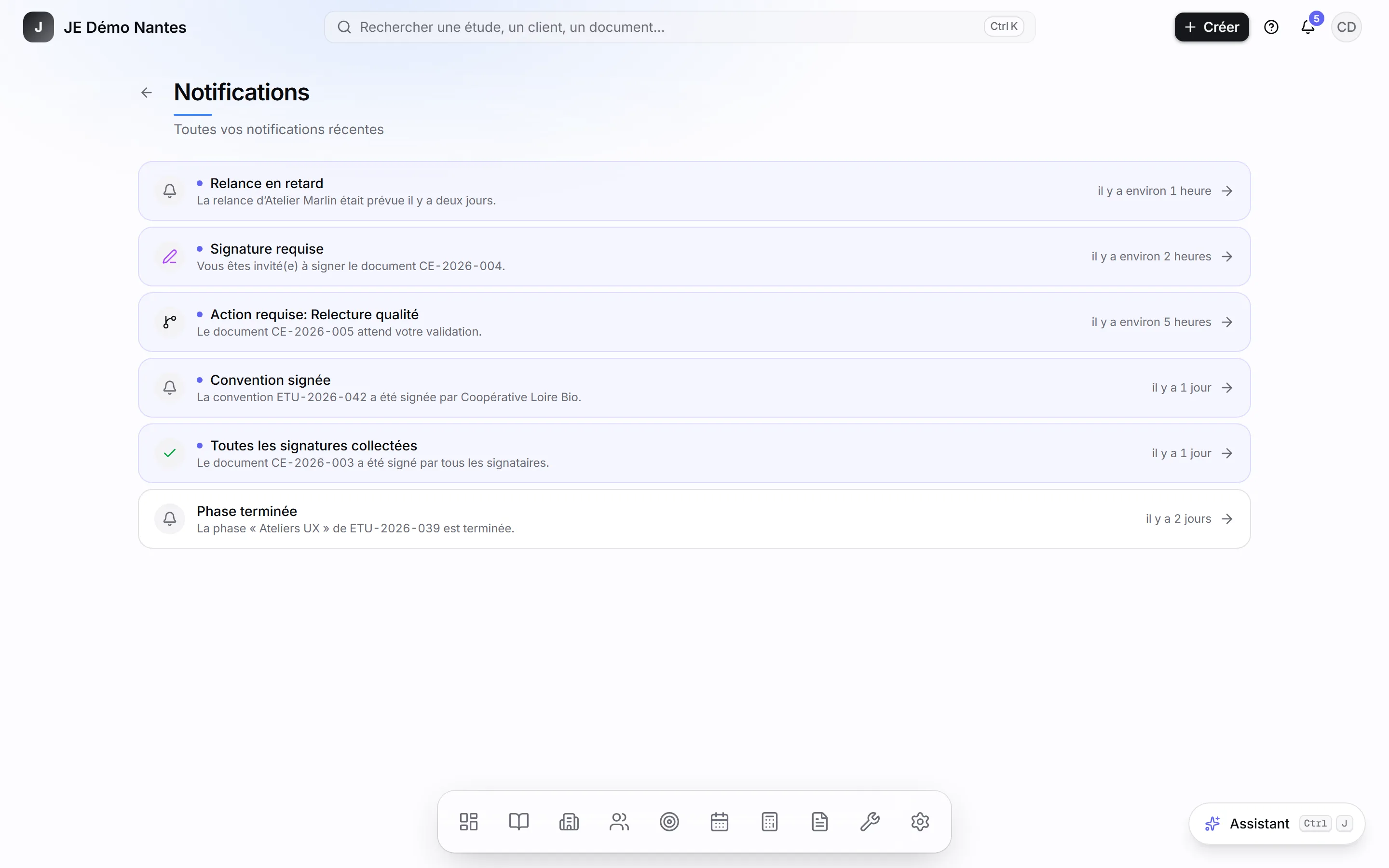 Toutes vos notifications, les plus récentes en haut.