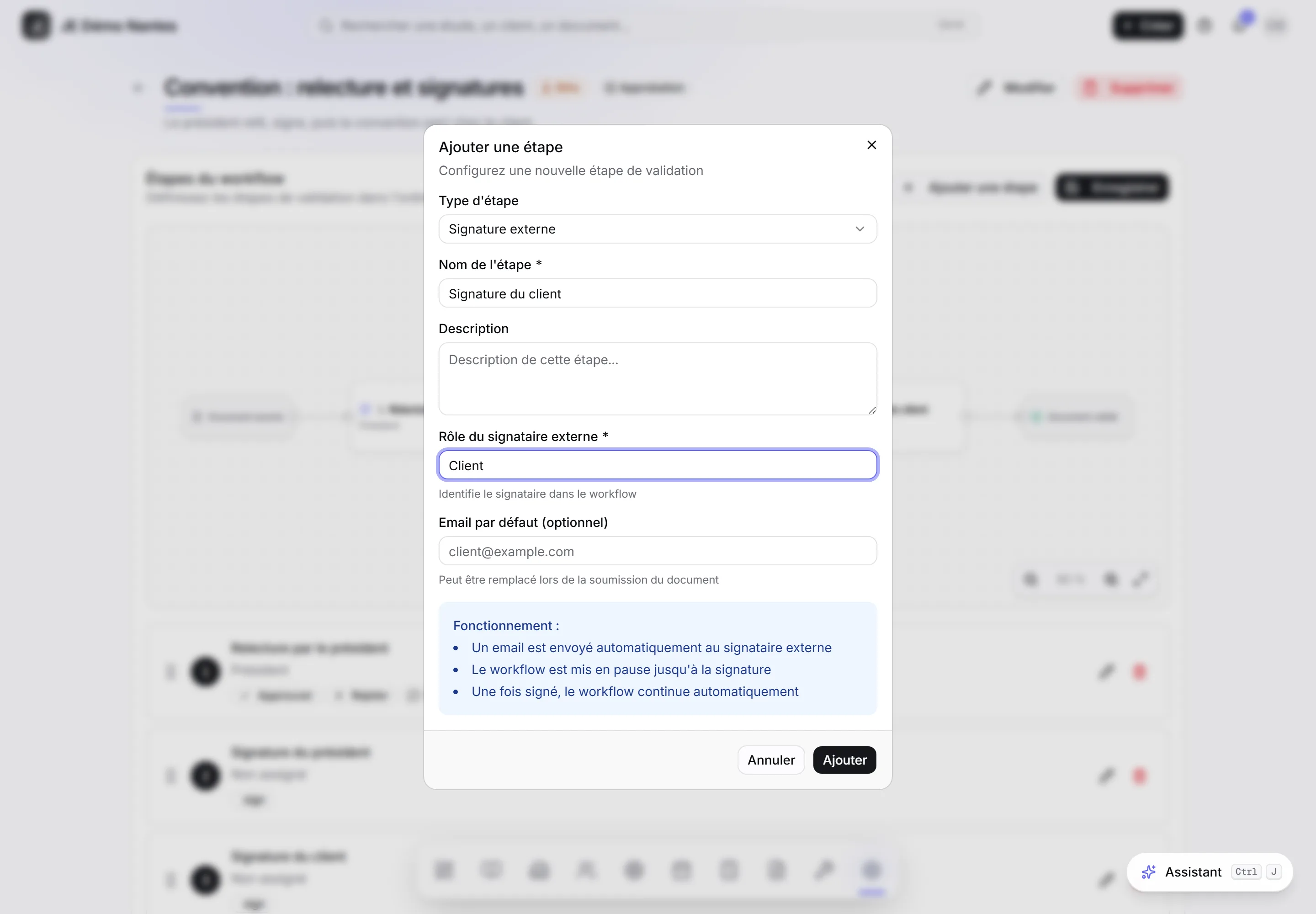 Ajouter une étape de signature externe.
