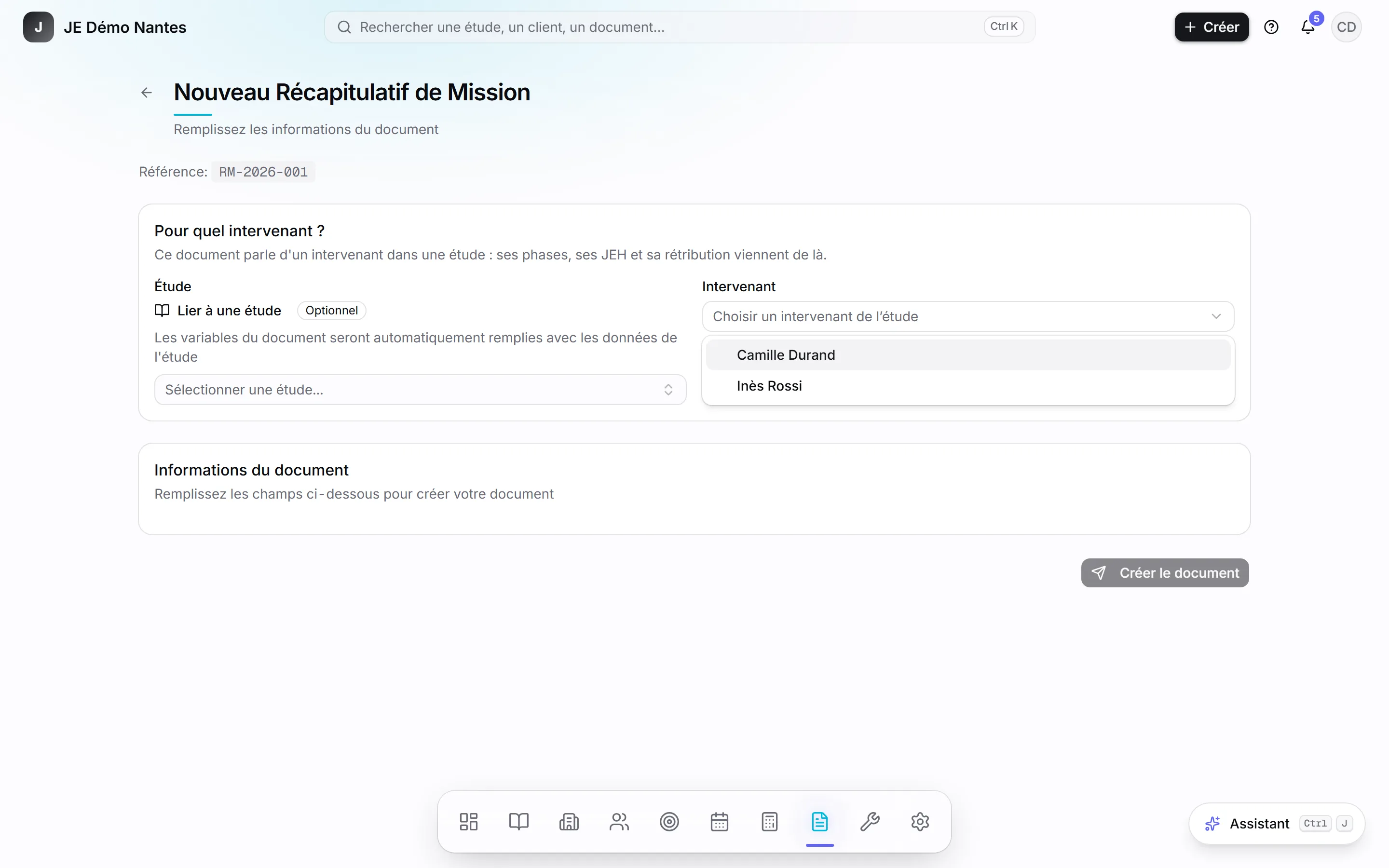 Un récapitulatif de mission demande pour quel intervenant il est fait.