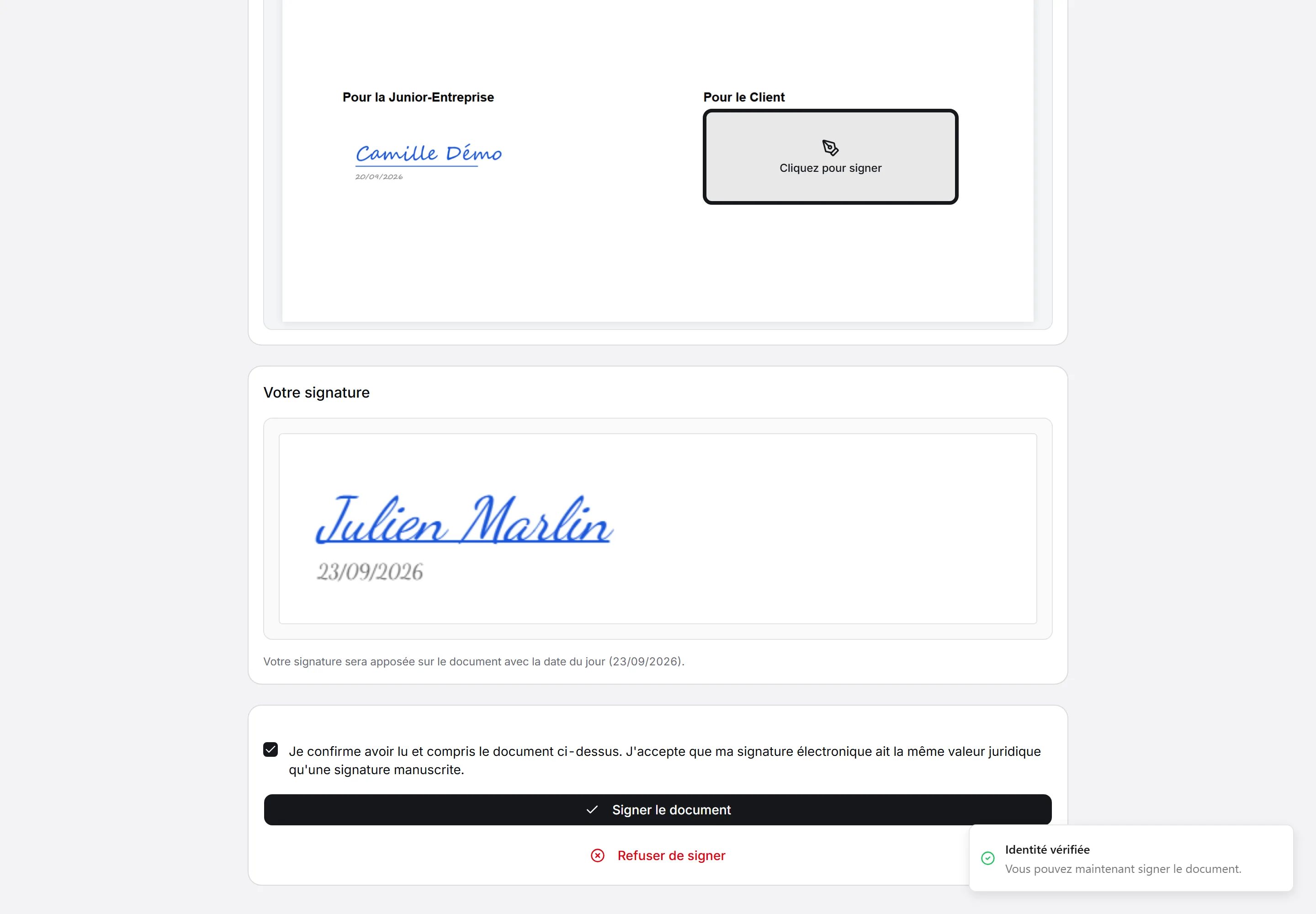 La signature est prête.